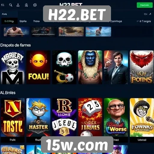 Variedade de jogos disponíveis no H22.BET